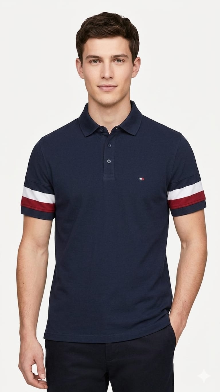 polo-camisero-tommy-hilfiger-slim-fit-azul-hombre-frente Polo Camisero Tommy Hilfiger Caballero Slim Fit - Imagen 1