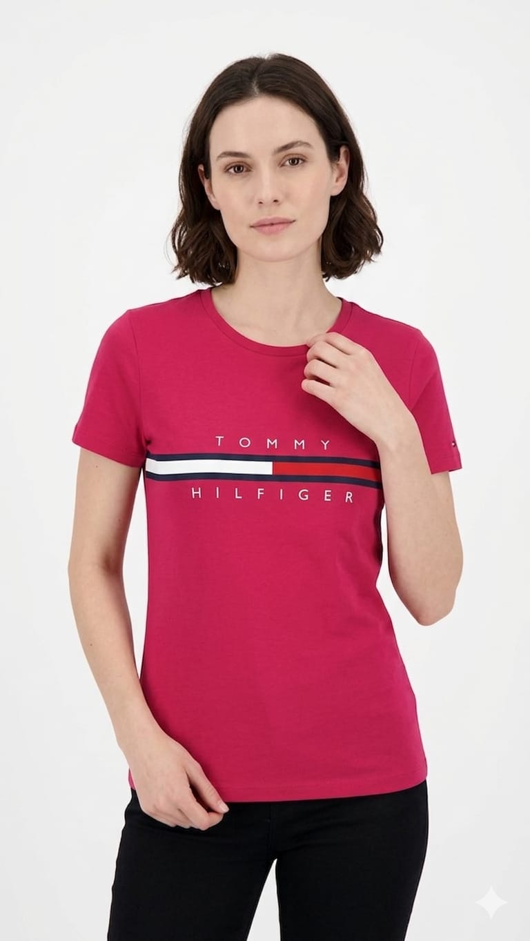 polo-tommy-hilfiger-color-rosado-fresa-mujer-frente Polo Tommy Hilfiger Dama - Imagen 1