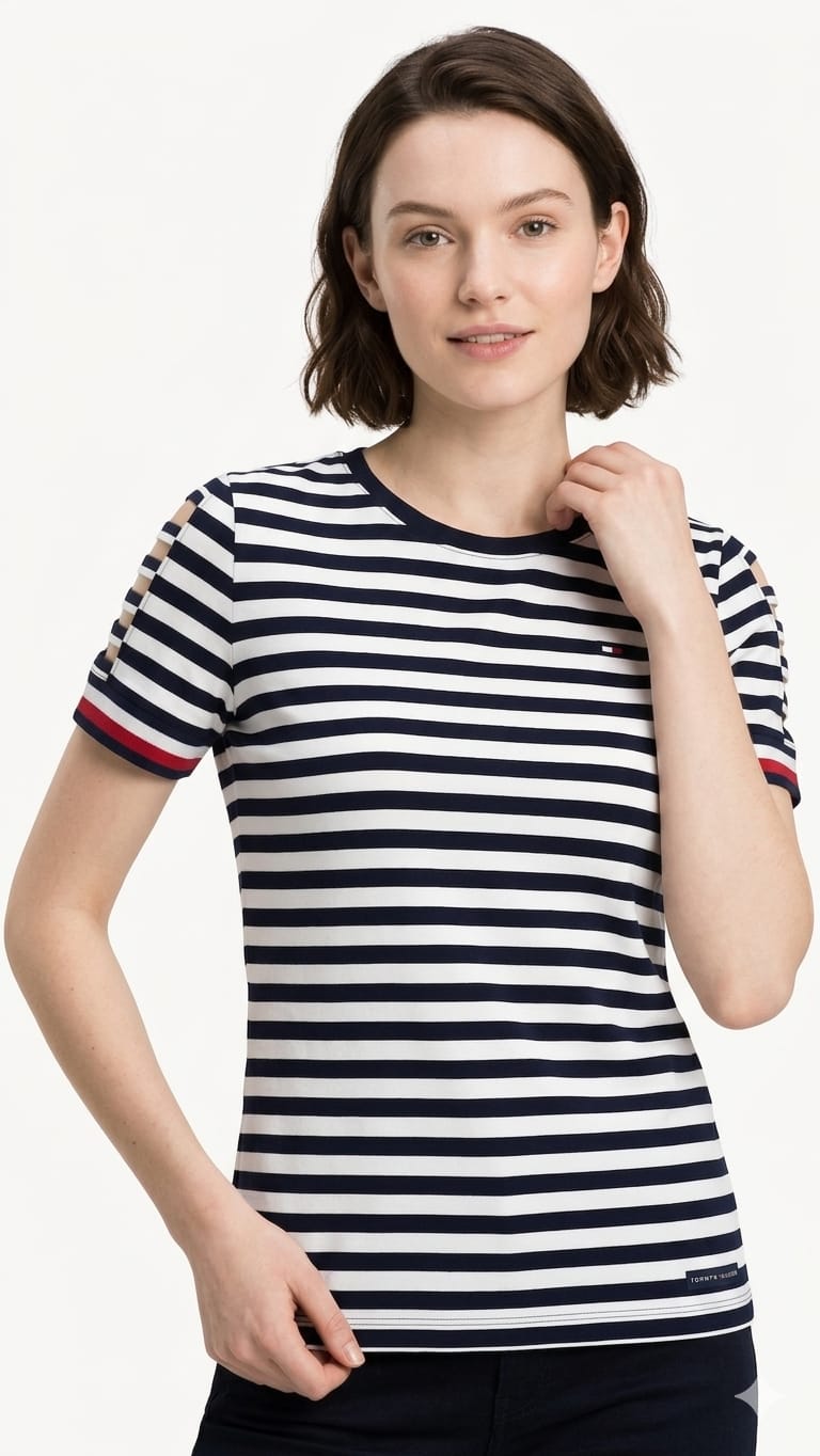 polo-tommy-hilfiger-rayas-mujer-frente Polo Tommy Hilfiger Dama - Imagen 1