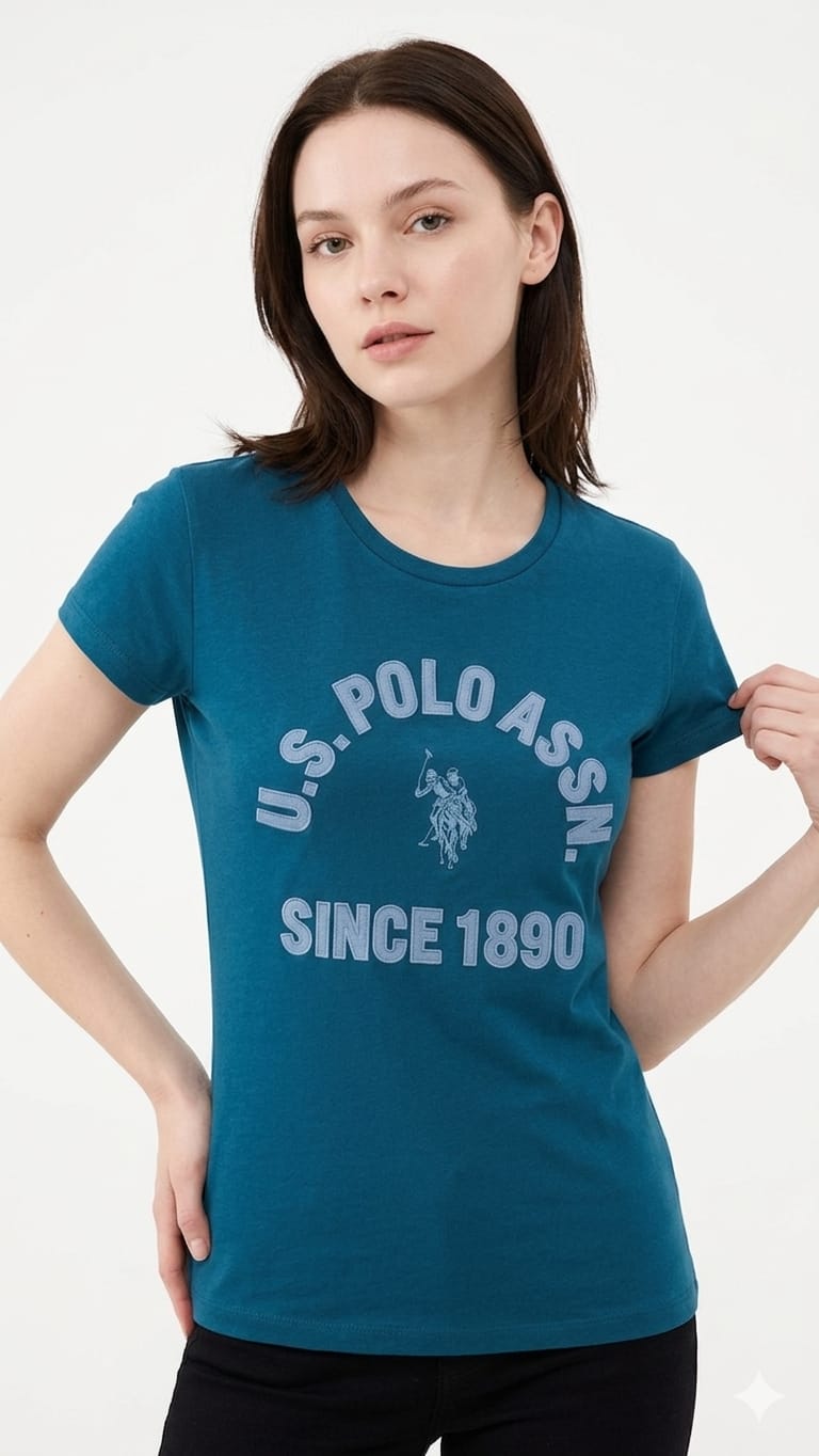 polo-us-polo-azul-coral-mujer-frente Polo US Polo Dama Azul Logo - Imagen 1
