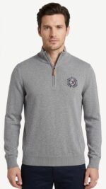 Suéter Quarter-ZiP Tommy Hilfiger Gris