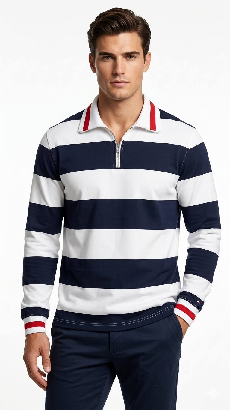 Gemini_Generated_Image_ (44) Polo de Piqué Clásico para Caballero Tommy Hilfiger – Azul/Blanco - Imagen 1
