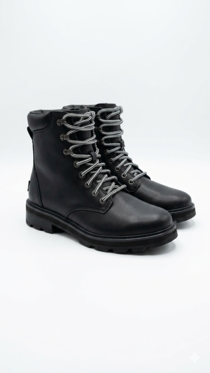 Bota de Combate para Dama Sorel Negra con Cordones