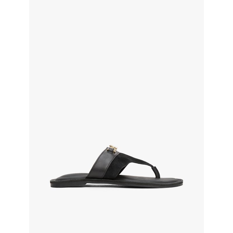 Tommy-AccessoriesFW08506-BDS Monogram Horsebit Leather & Suede Sandal - Imagen 1