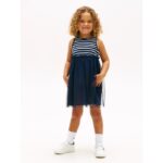 Kids' Striped Tulle Combo Dress