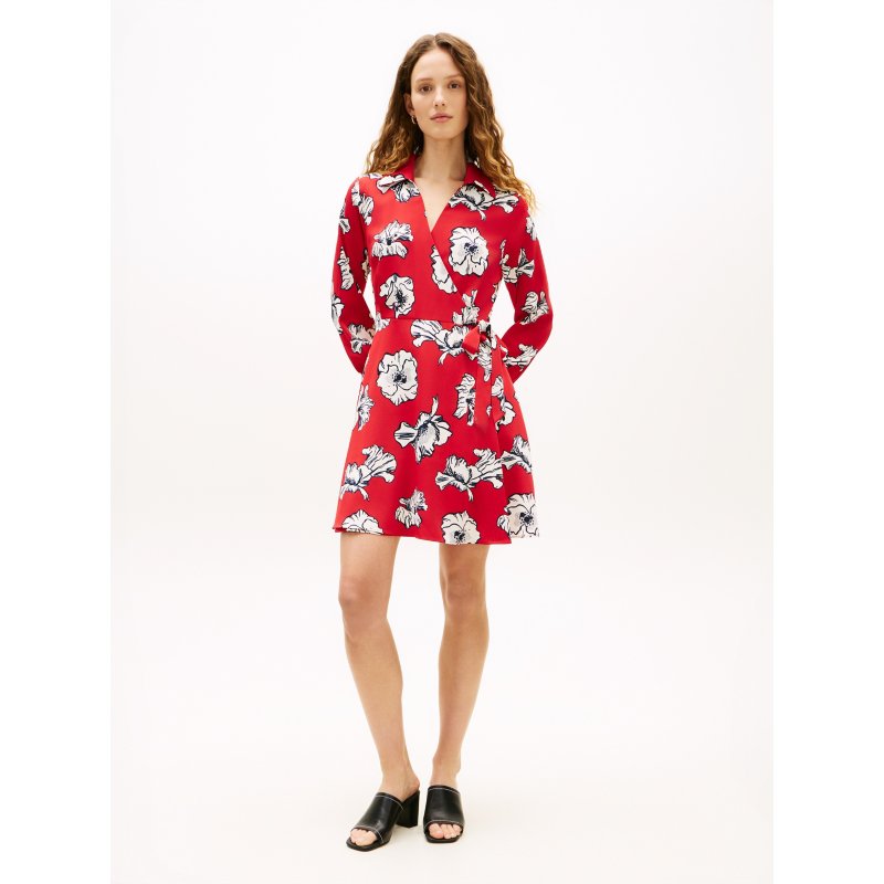Tommy-DressXW07824-XLG Floral Print Crepe Wrap Dress - Imagen 1