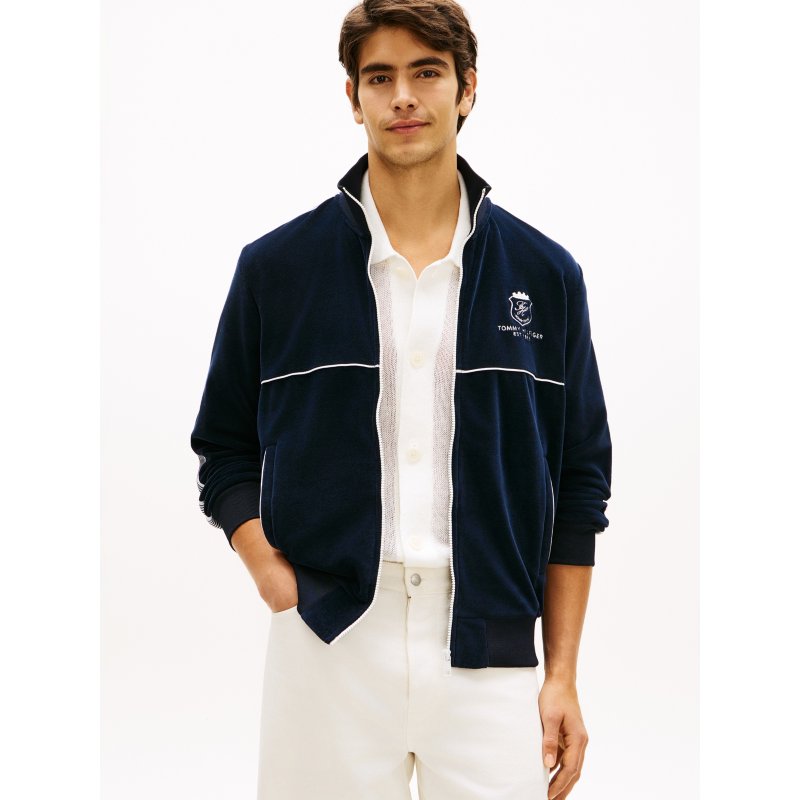 Tommy-JacketMW42493-DW5 Monogram Crest Velour Track Jacket - Imagen 1