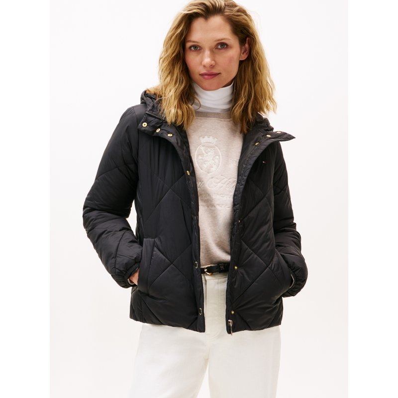 Tommy-JacketXW06028-BDS Lightweight Hooded Padded Quilted Jacket - Imagen 1