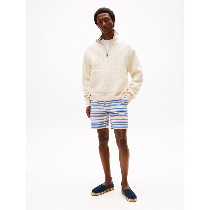 Tommy-PantsXM05149-ACI Stripe Stretch-Cotton Twill 7" Short - Imagen 1