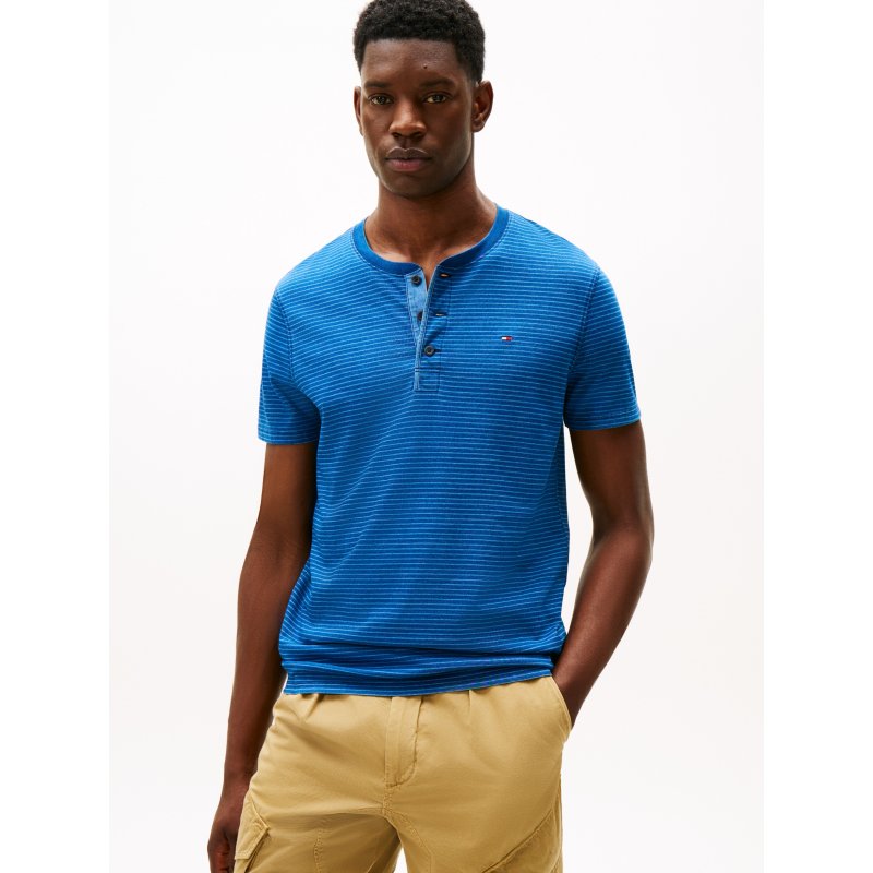 Tommy-PantsXM05509-1BJ Striped Short-Sleeve Henley - Imagen 1