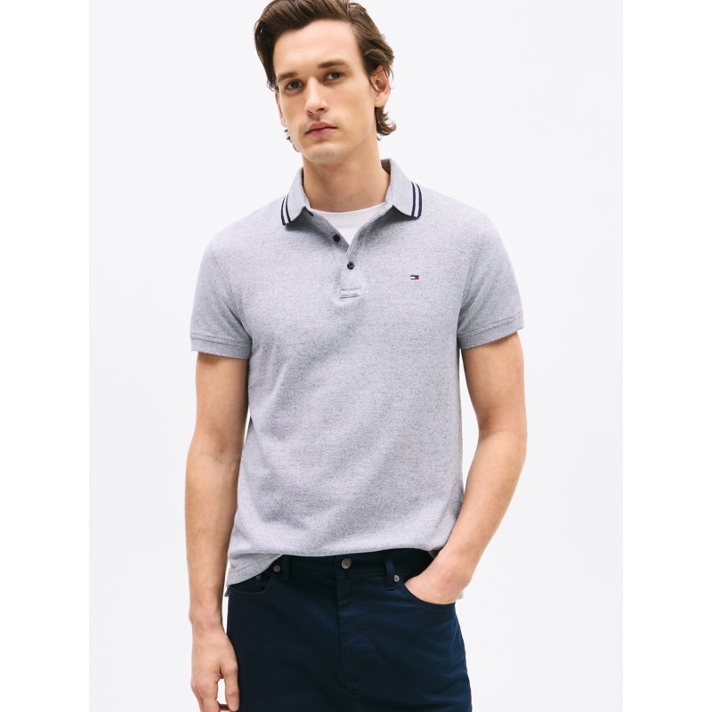 Tommy-PoloXM04473-DW5 Slim Fit Heathered Polo - Imagen 1