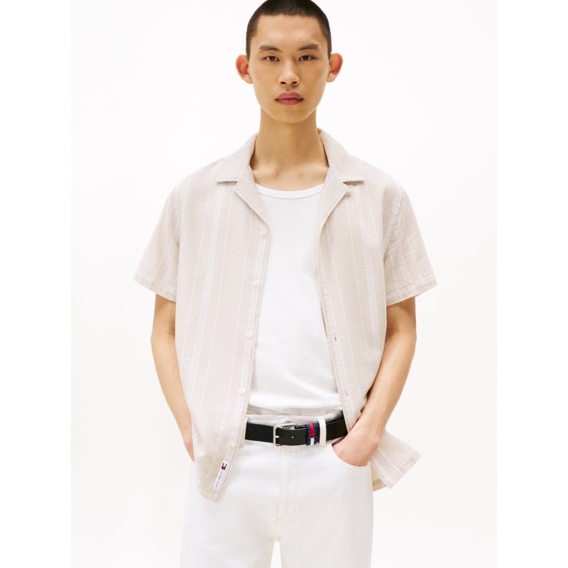 Tommy-ShirtDM21689-RBV Tommy Jeans Textured Stripe Camp Shirt - Imagen 1