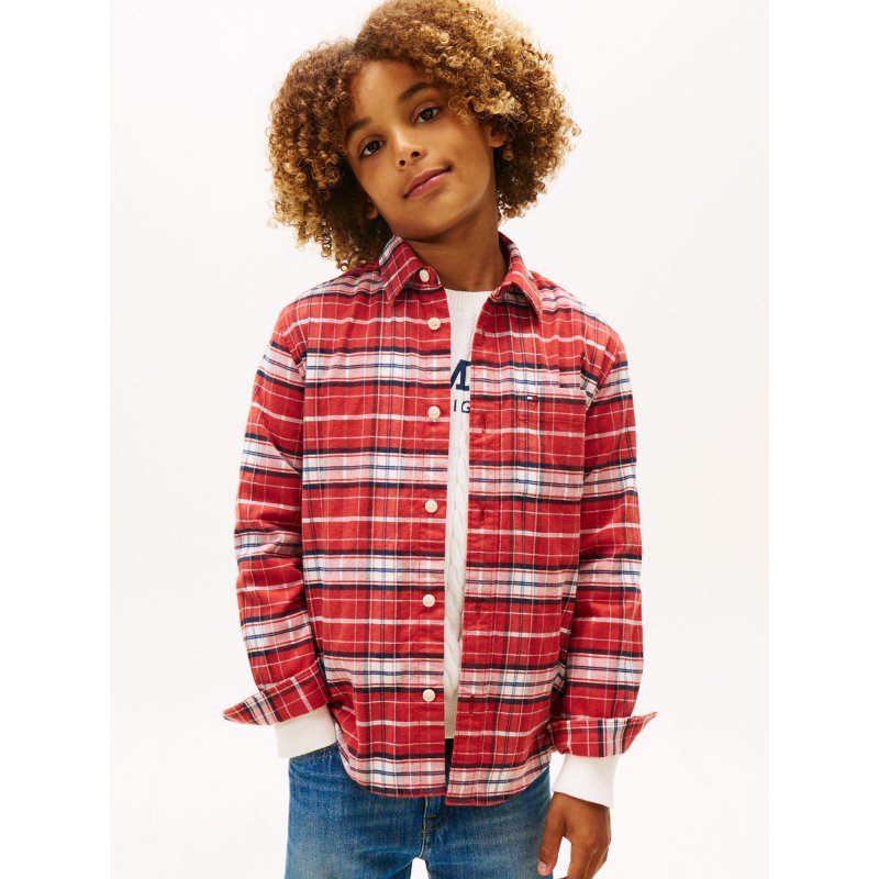 Tommy-ShirtKB10064-XL0 Kids' Check Stretch Shirt - Imagen 1