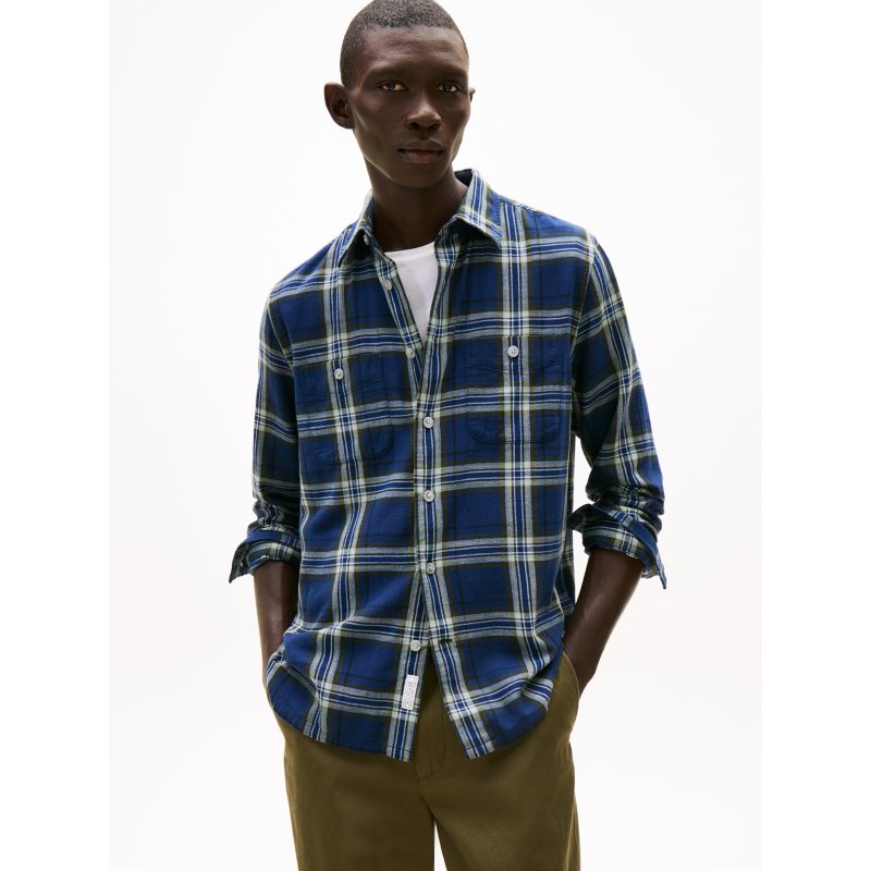 Tommy-ShirtMW41716-0MS Relaxed Fit Plaid Slub Cotton Shirt - Imagen 1