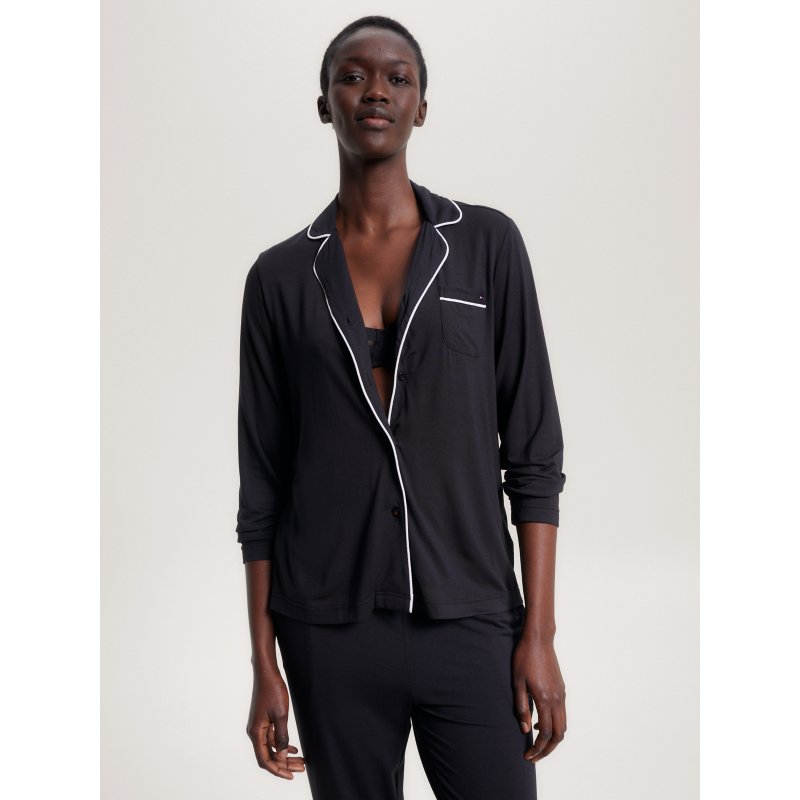 Tommy-ShirtUW04788-BDS Piped Trim Pajama Shirt - Imagen 1