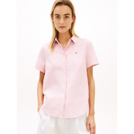 Short-Sleeve Linen-Blend Shirt
