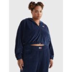 Curve Velour Badge Cropped Zip Hoodie