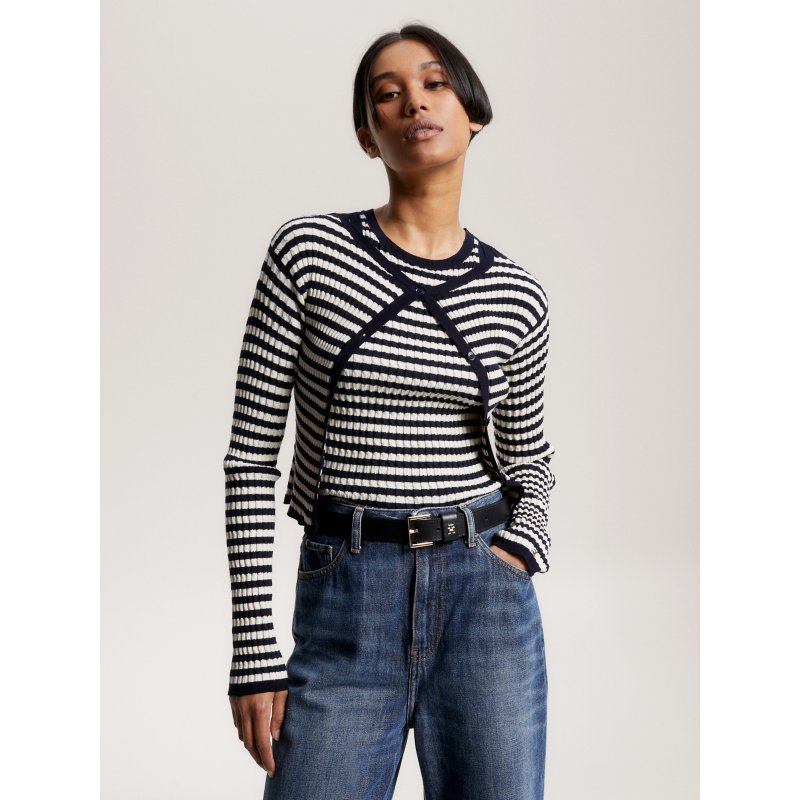 Tommy-SweaterWW39921-0A9 Cable Knit Cropped Sweater - Imagen 1