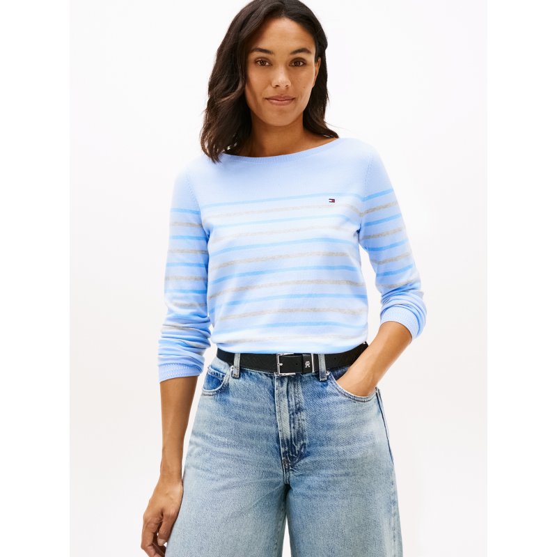 Tommy-SweaterXW07749-DXA Multi-Stripe Boatneck Sweater - Imagen 1