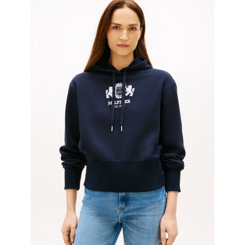 Tommy-SweaterXW08214-DW5 Badge Crest Logo Brushed-Back Hoodie - Imagen 1