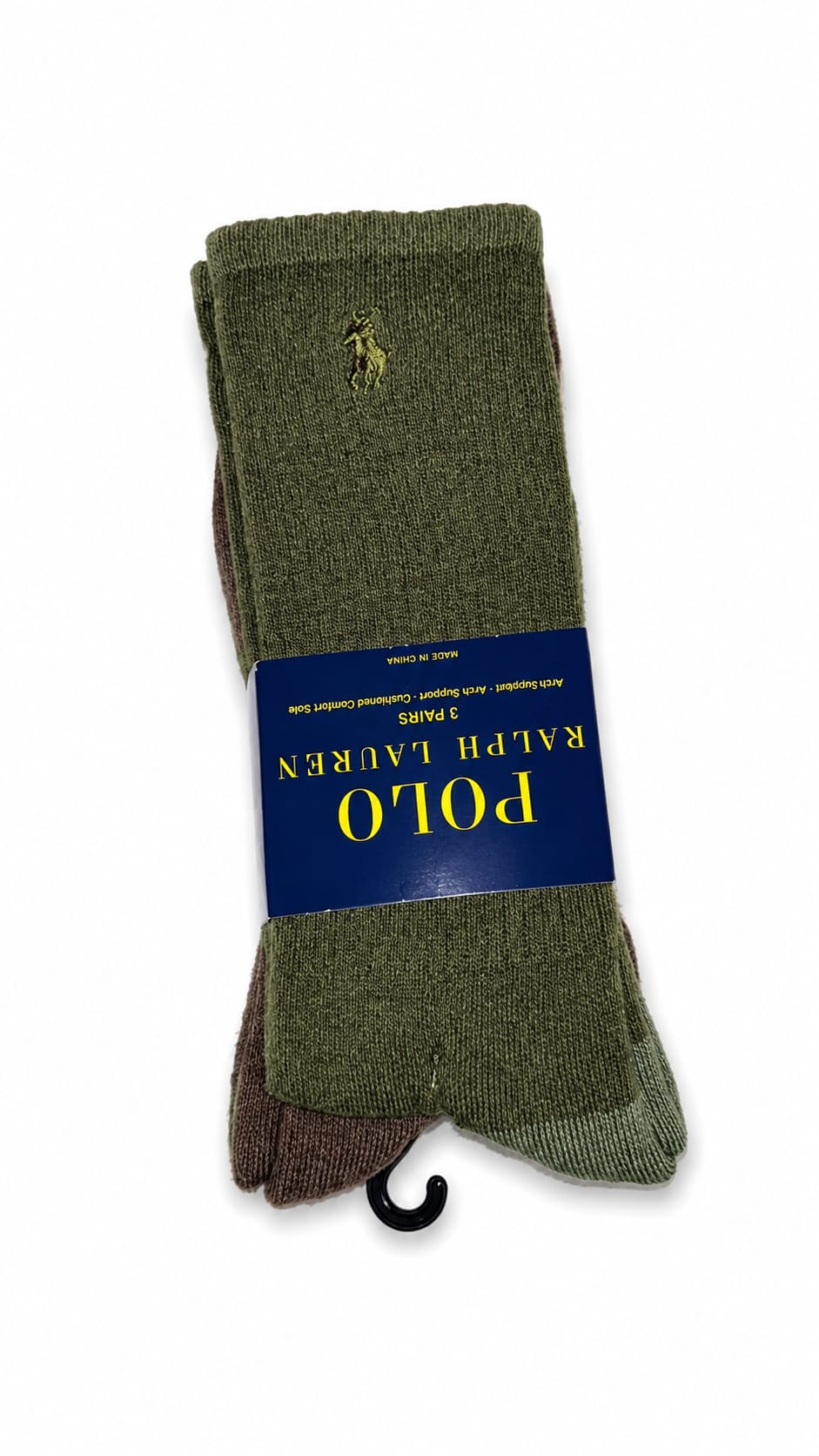 calcetines-medias-polo-ralph-lauren-crew-pack-3-oliva Pack de 3 pares de medias Polo Ralph Lauren clásicos en tonos verde oliva y marrón - Imagen 1
