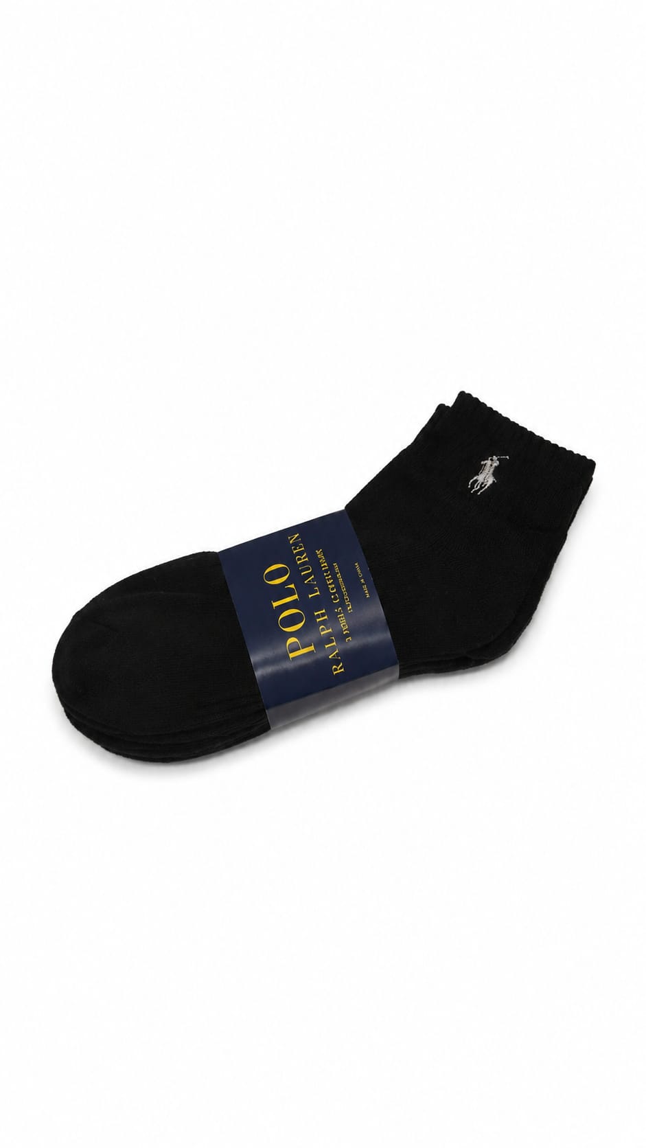 calcetines-medias-polo-ralph-lauren-tobilleros-negro-logo-blanco Pack de 6 Medias Medianas Polo Ralph Lauren Tobilleros Negros - Imagen 1