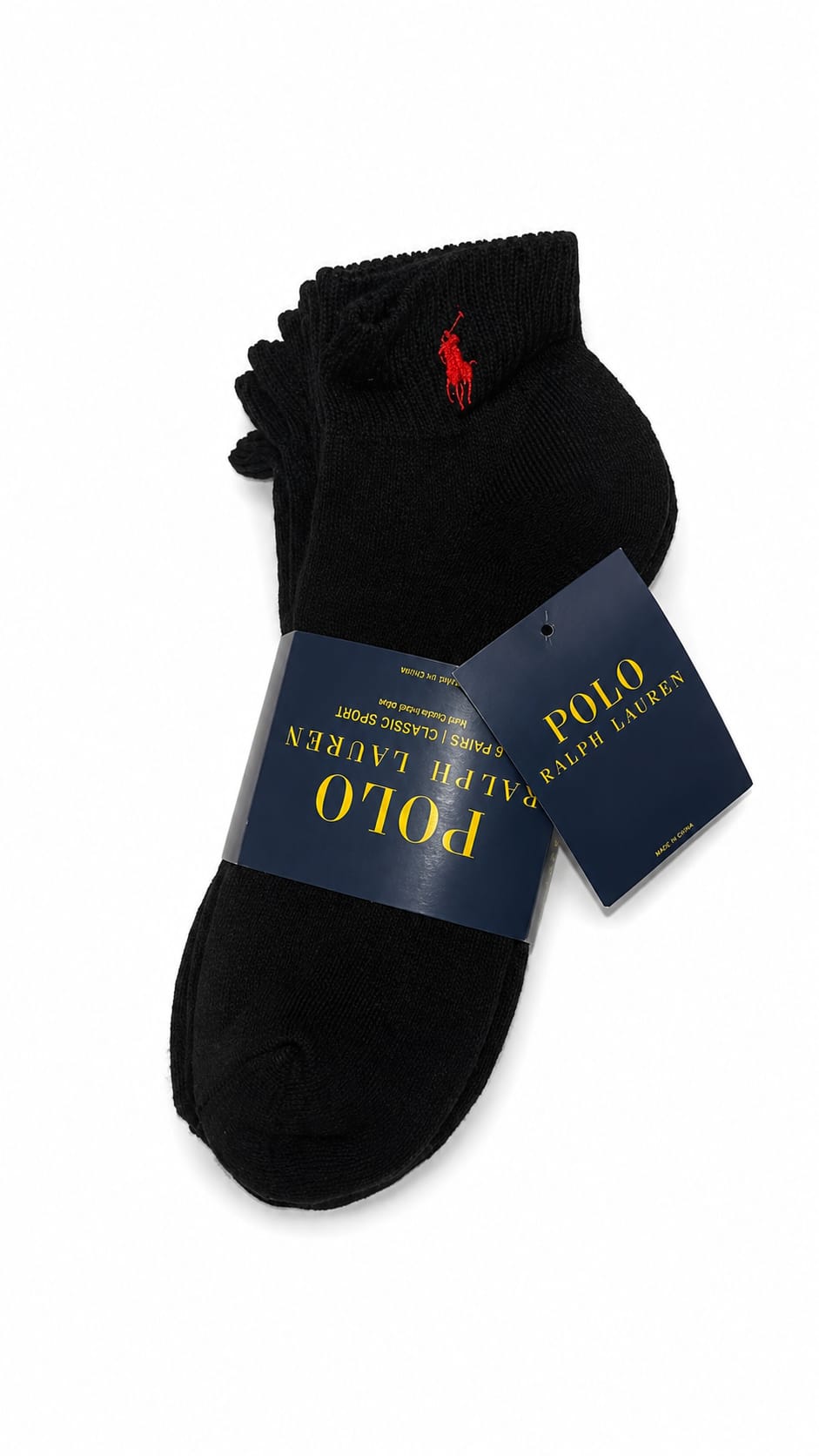 calcetines-medias-polo-ralph-lauren-tobilleros-negro-pack-6 Pack de 6 Medias Polo Ralph Lauren Tobilleros Azul Marino - Imagen 1