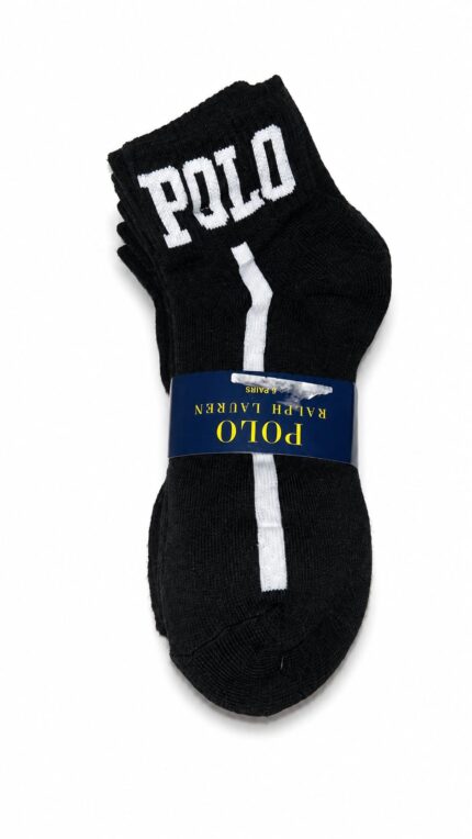 Pack de 6 Medias Polo Ralph Lauren Tobilleros Negros rayas blanca