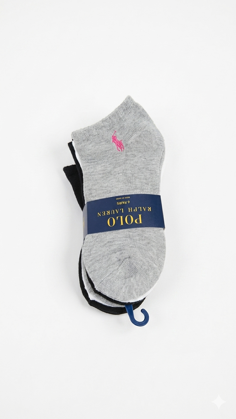 medias-pack-3-calcetines-tobilleros-polo-ralph-lauren-colores-atras Pack de 6 Pares de Medias Tobilleros Polo Ralph Lauren Gris Negro - Imagen 1