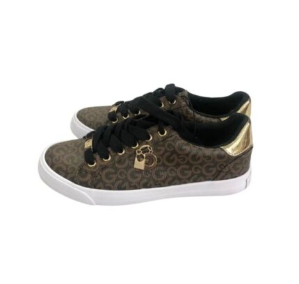 Zapatillas Guess de Mujer con Monograma Marrón y Dorado