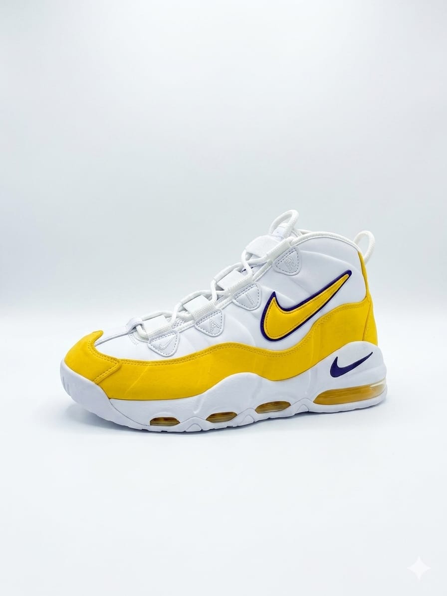 zapatillas-nike-air-max-uptempo-95-lakers-blanco-amarillo-costado Zapatillas Nike Air Max Uptempo 95 Lakers - Imagen 1
